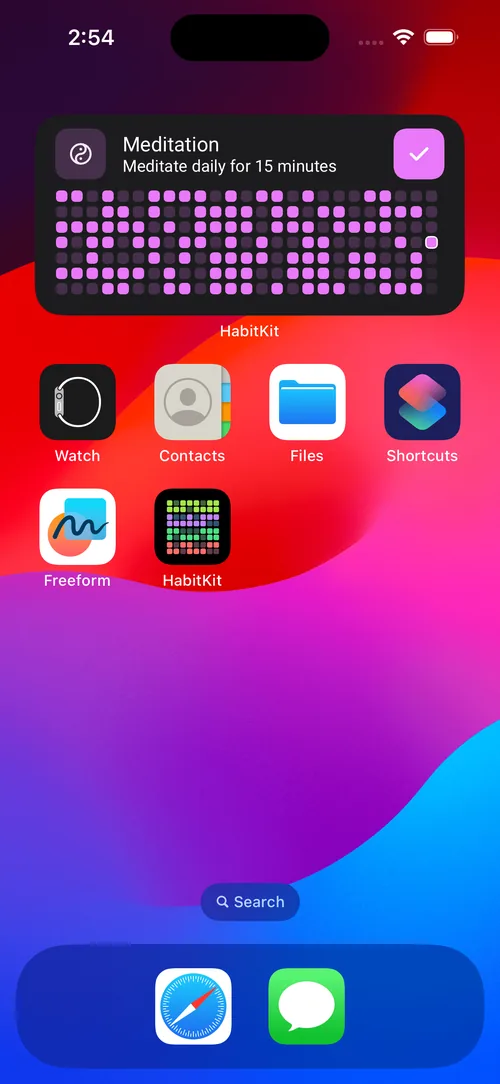 Selecting a HabitKit widget size