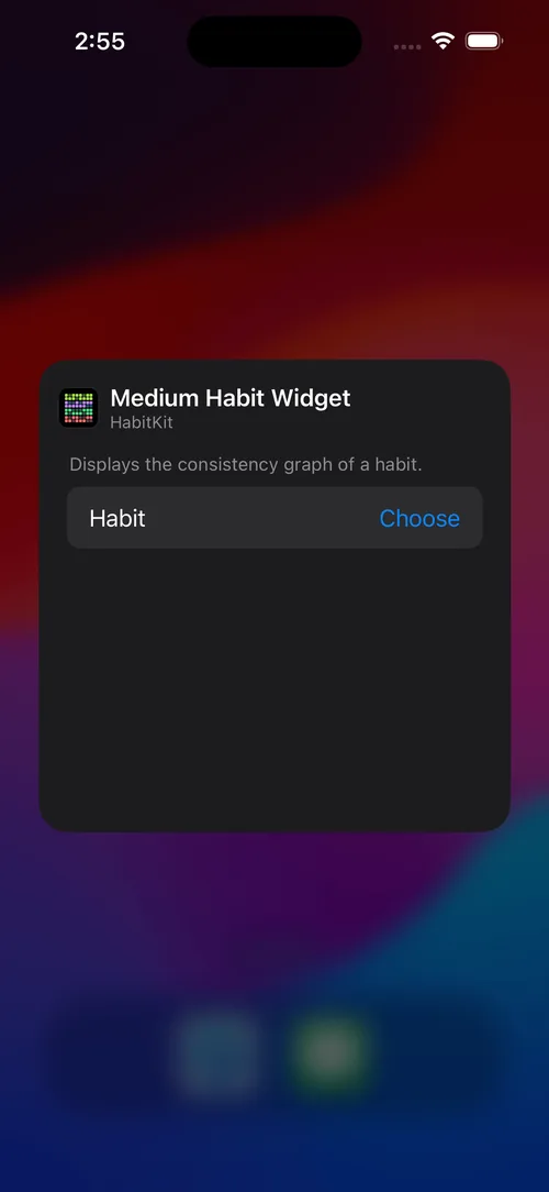 Editing widget settings for a specific habit