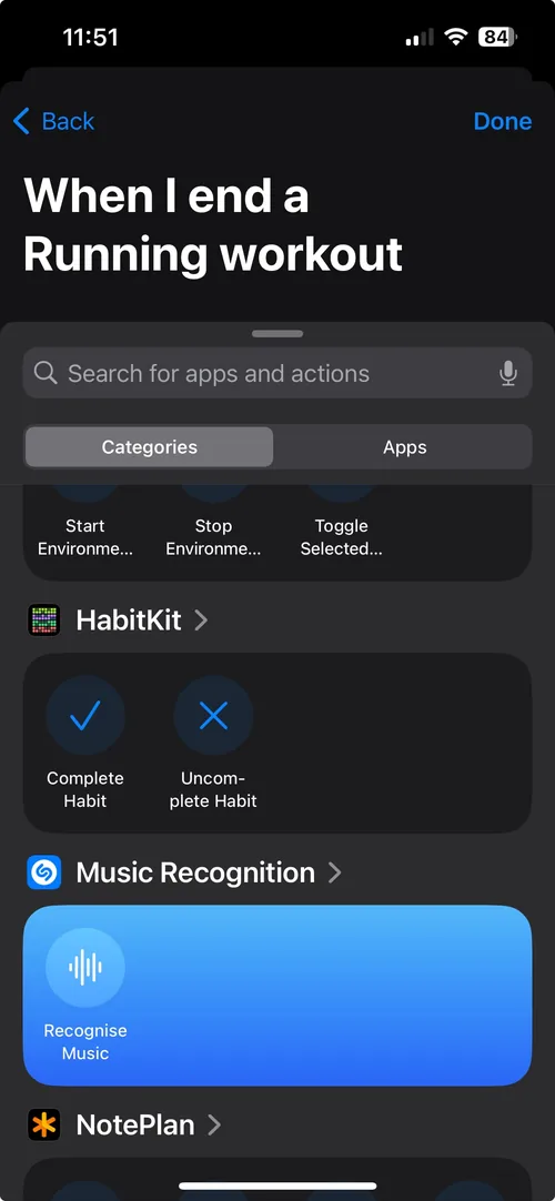 Select HabitKit Complete Habit action